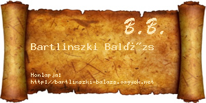 Bartlinszki Balázs névjegykártya